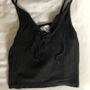 H&M Black Front-Tie Crop Top